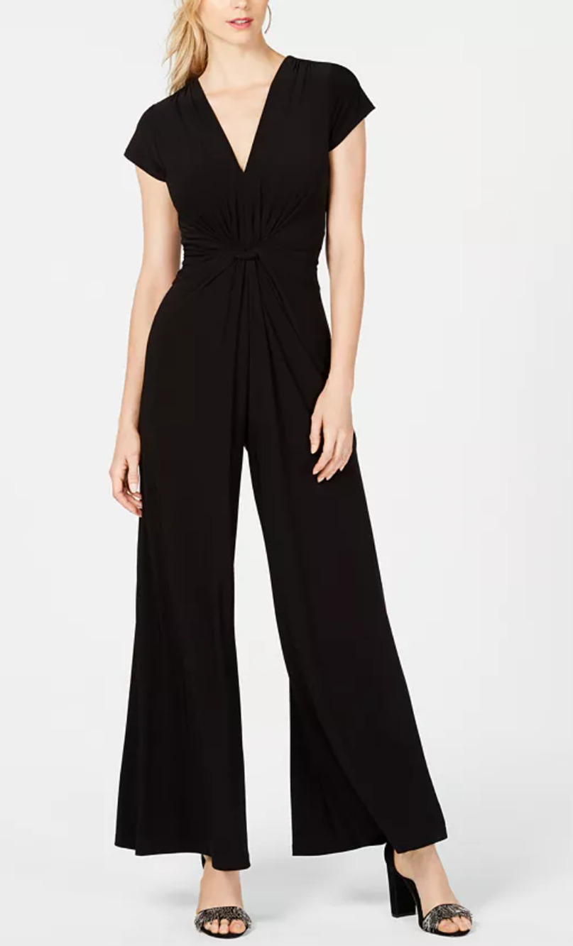 Vince Camuto Women Twist-Front Plunge Jumpsuit Black Size XS